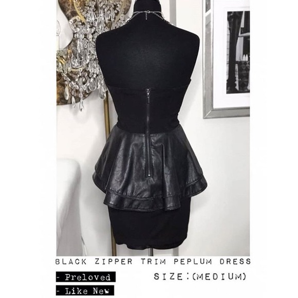 BEBE - ZIPPER TRIM PEPLUM DRESS - Picture 7 of 8